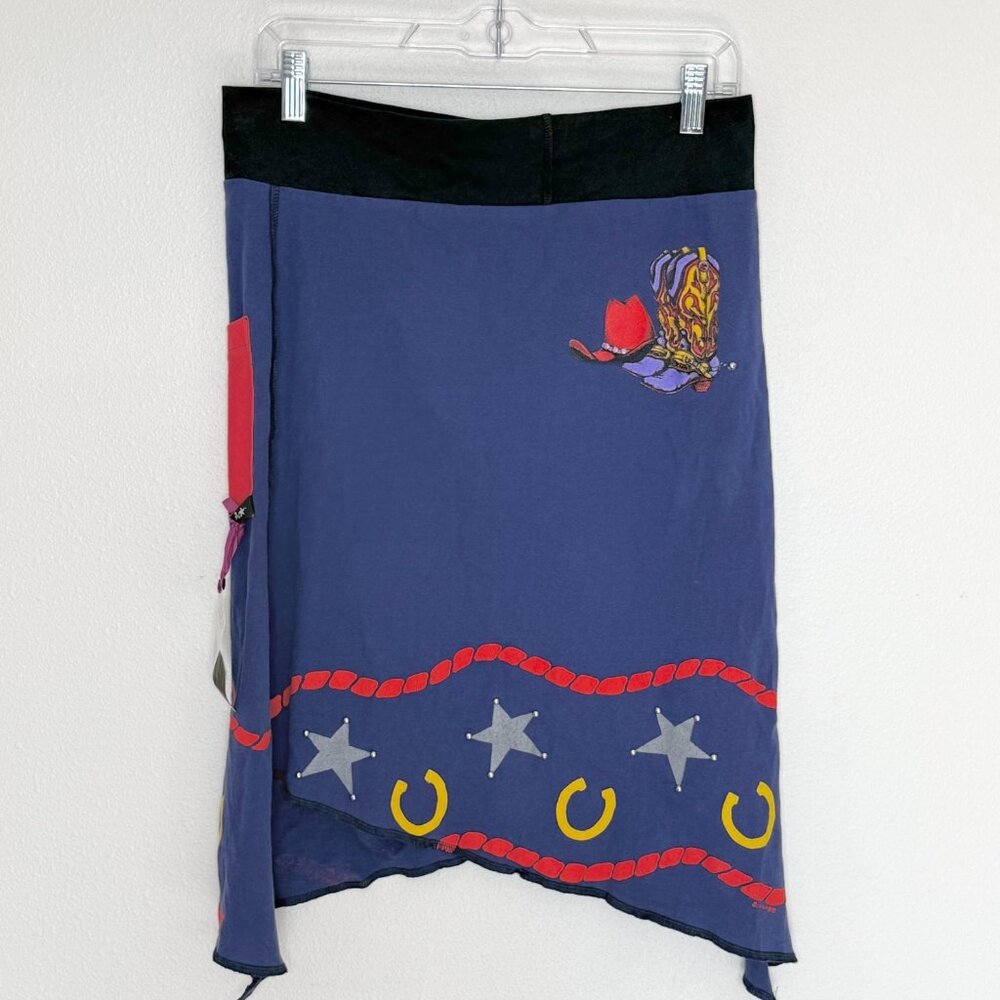 NEW Patchwork Upcycled Skirt Sz Large Recycled Made in Montana Western Cowgirl